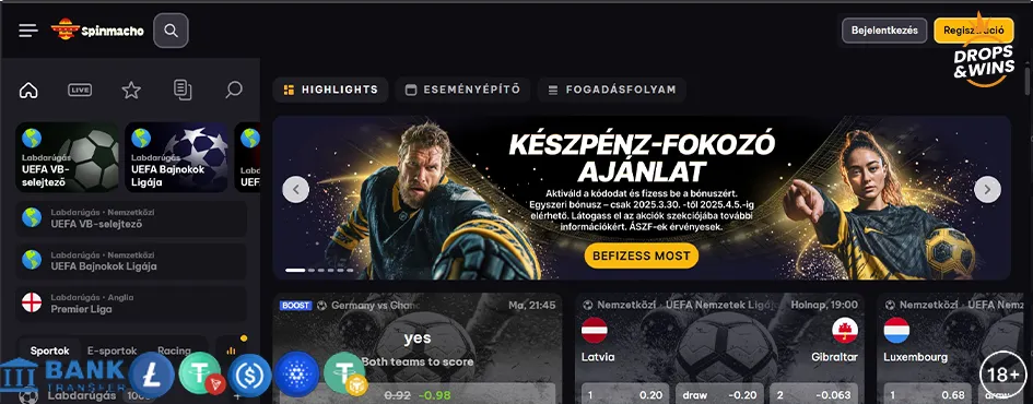 Spinmacho regisztráció életkor ellenőrzés 18 plusz jogosultság